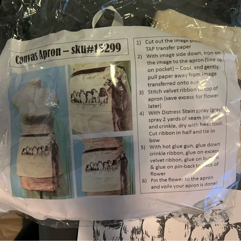 Canvas Apron DIY KIT with Birds on a Wire Transfer